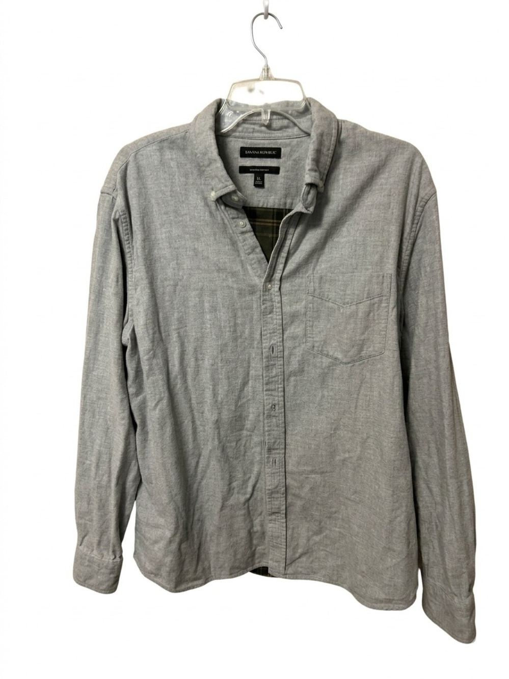 Banana Republic Men's Light Gray Button-Down Casual Shirt